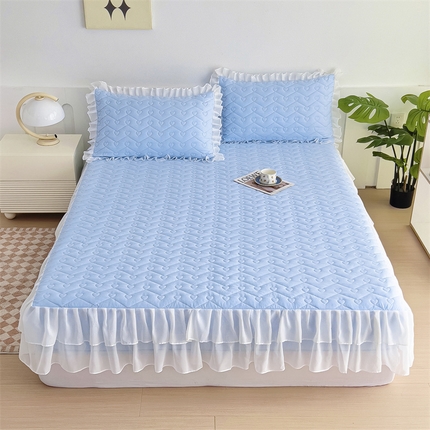 屹成 2024新款水洗棉雪纺丽莎款单床笠 天蓝