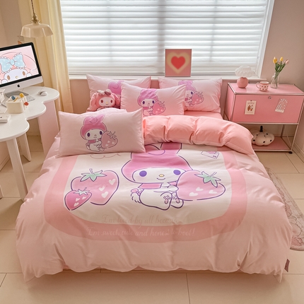 金爱家 2024新款大阪全棉数码印花三丽鸥系列四件套 贪吃美乐蒂