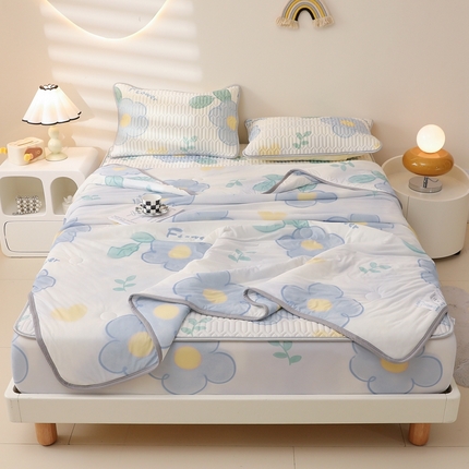 91家纺网 家纺一手货源 找家纺 康纳利 2024新款印花床笠款乳胶凉席乳胶席子 花语-包边款