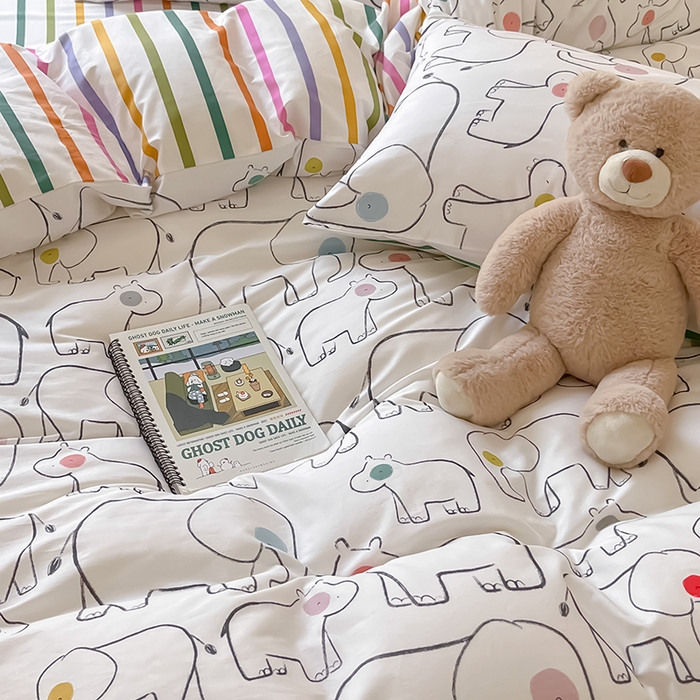 91家纺网 家纺一手货源 找家纺 顾里2024新款40支13372全棉四件套-韩风系列 几何动物