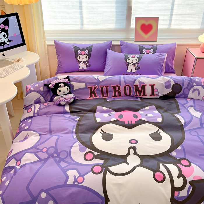 91家纺网 家纺一手货源 找家纺 金爱家 2024新款大阪全棉数码印花三丽鸥系列四件套 百变库洛米