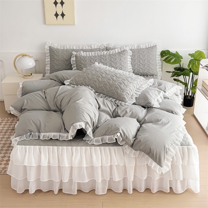 91家纺网 家纺一手货源 找家纺 （总）屹成 2024新款水洗棉雪纺丽莎款床裙款四件套床裙