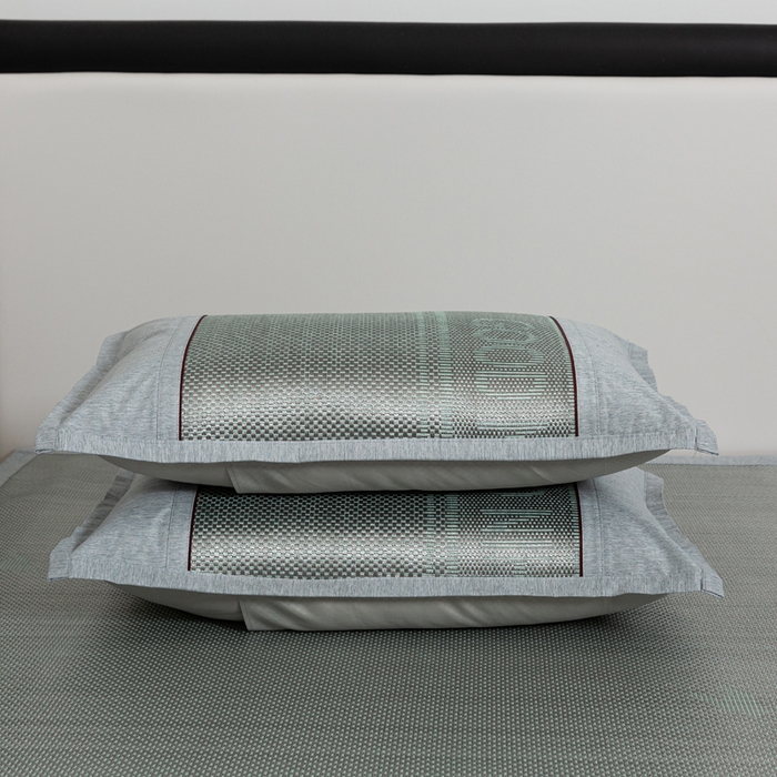 91家纺网 家纺一手货源 找家纺 青雅席业 2025新款可机洗水洗压光冰藤三件套 格调-灰绿