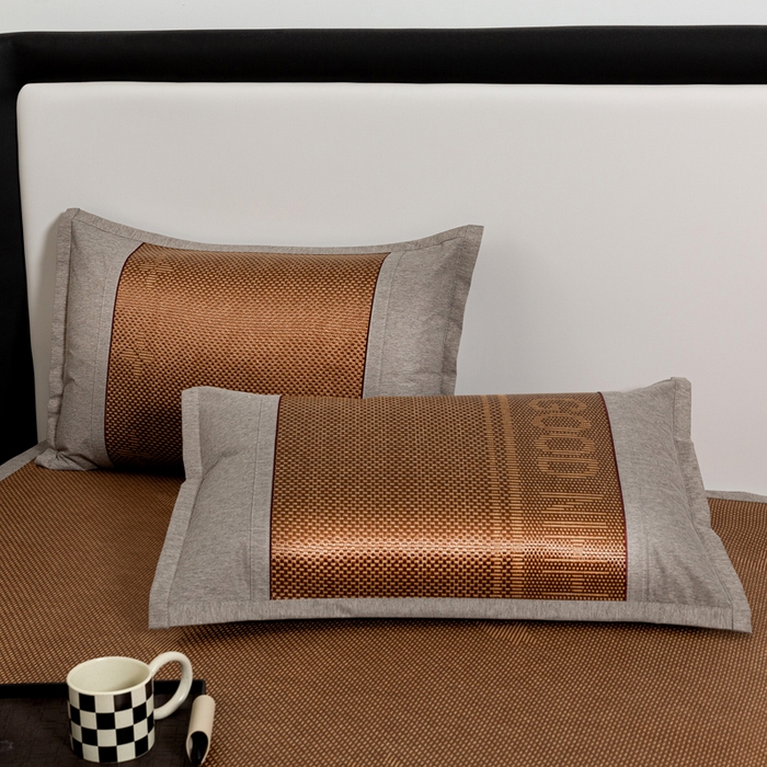 91家纺网 家纺一手货源 找家纺 青雅席业 2025新款可机洗水洗压光冰藤三件套 格调-咖