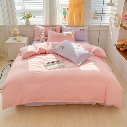 韩都家居 2024新款水洗棉萌眼系列四件套 玉+紫