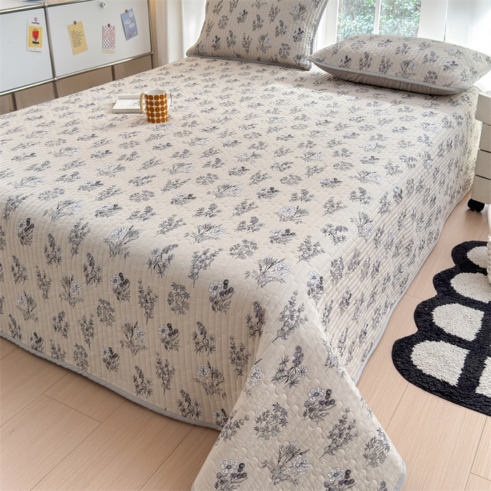 91家纺网 家纺一手货源 找家纺 美优兰 2025春款全棉单面高温砂洗床盖 清欢