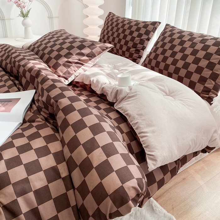 91家纺网 家纺一手货源 找家纺 啊雅家居（总）2025新款水洗棉条纹印花夏被冬被四件套-床单款