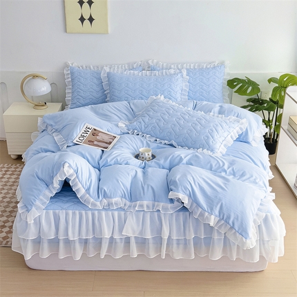 91家纺网 家纺一手货源 找家纺 （总）屹成 2024新款水洗棉雪纺丽莎款床笠款四件套夹棉床笠