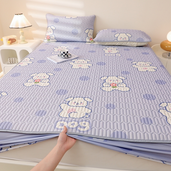 91家纺网 家纺一手货源 找家纺 康纳利 2024新款印花床笠款乳胶凉席乳胶席子 波点狗-包边款