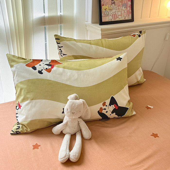 91家纺网 家纺一手货源 找家纺 顾里2024新款40支13372全棉四件套-韩风系列 星星小狗