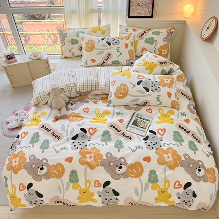 顾里2024新款40支13372全棉四件套-韩风系列 油画动物