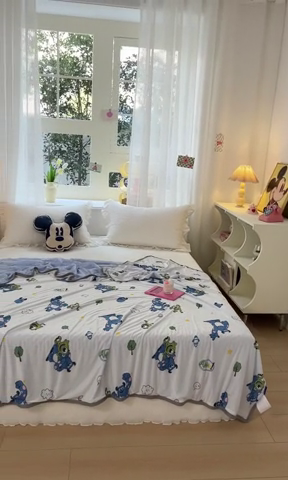 91家纺网 家纺一手货源 找家纺 大彩家居 2024新款A类迪士尼小凉皮豆豆盖毯 盖毯-怪兽大学