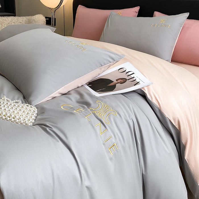 91家纺网 家纺一手货源 找家纺 2024新款60s全棉刺绣四件套--凯琳娜系列 凯琳娜-椰子灰粉