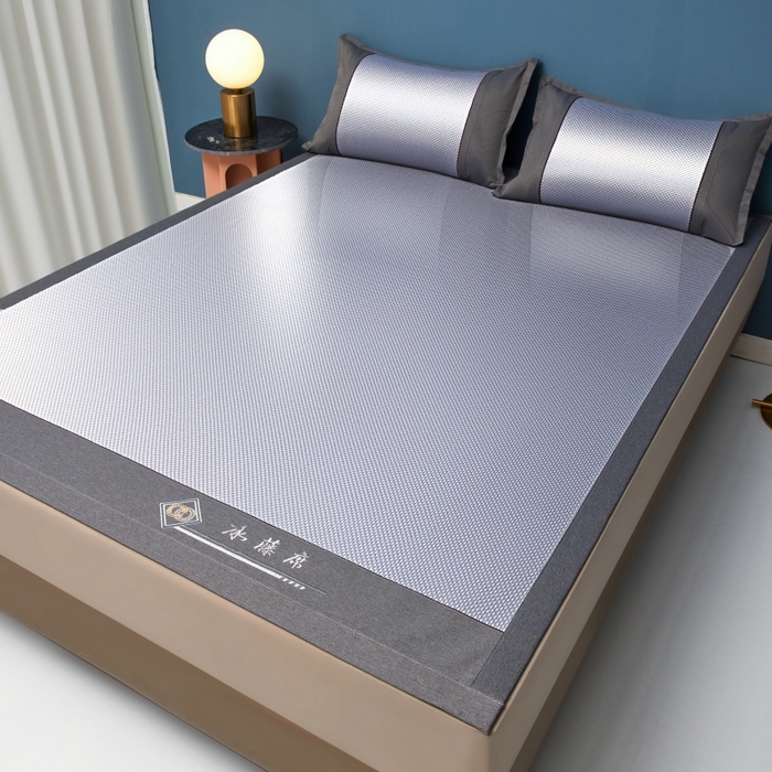 91家纺网 家纺一手货源 找家纺 青雅席业    2025年新款高密度复合冰藤三明治 天蓝