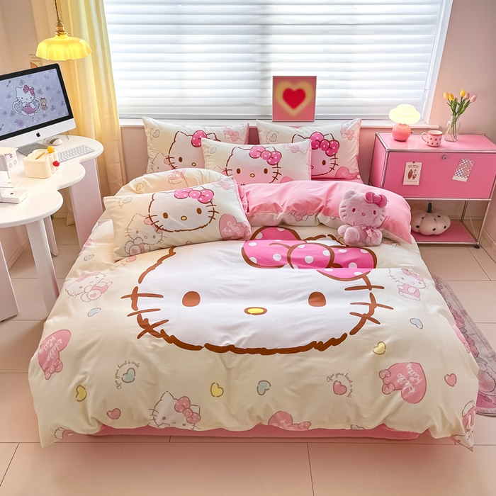 91家纺网 家纺一手货源 找家纺 （总）金爱家 2024新款大阪全棉数码印花三丽鸥系列四件套