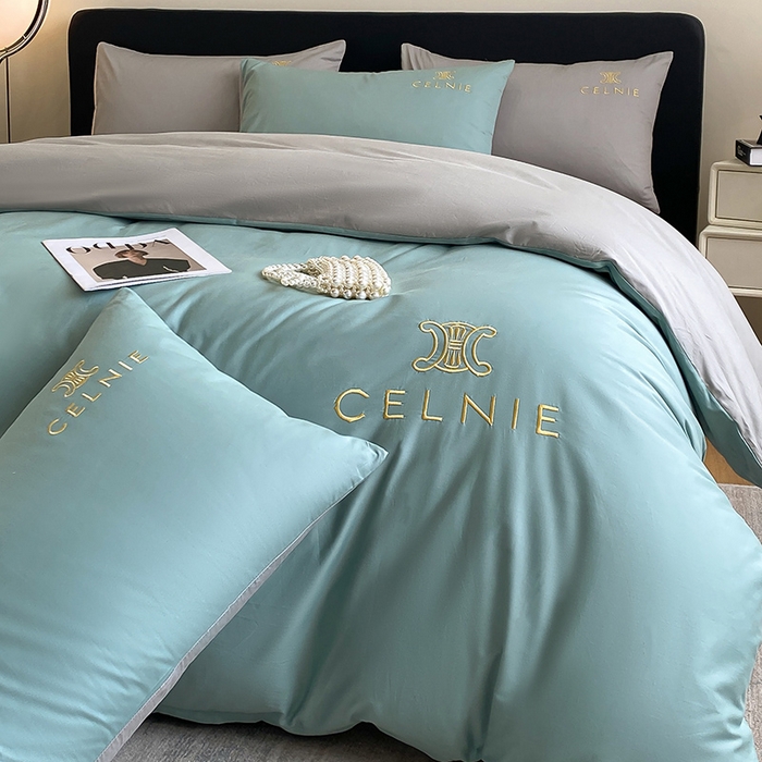 91家纺网 家纺一手货源 找家纺 2024新款60s全棉刺绣四件套--凯琳娜系列 凯琳娜-烟波绿