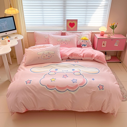 91家纺网 家纺一手货源 找家纺 （总）金爱家 2024新款大阪全棉数码印花三丽鸥系列四件套