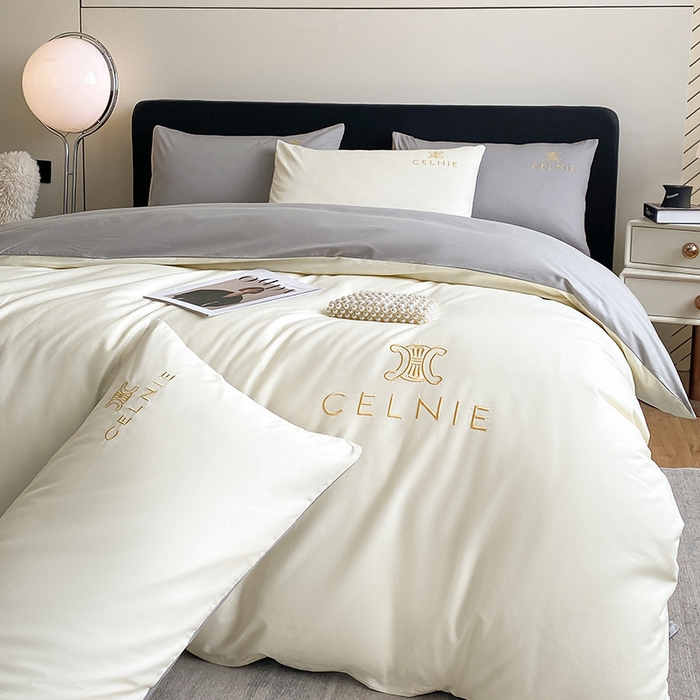 91家纺网 家纺一手货源 找家纺 2024新款60s全棉刺绣四件套--凯琳娜系列 凯琳娜-奶白灰