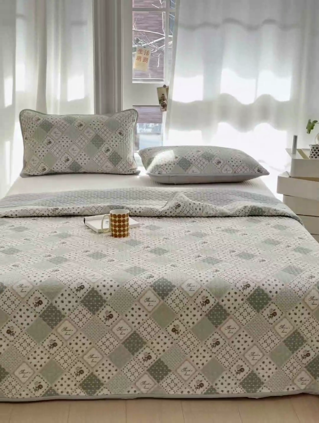 91家纺网 家纺一手货源 找家纺 美优兰 2025春款全棉单面高温砂洗床盖 艾米