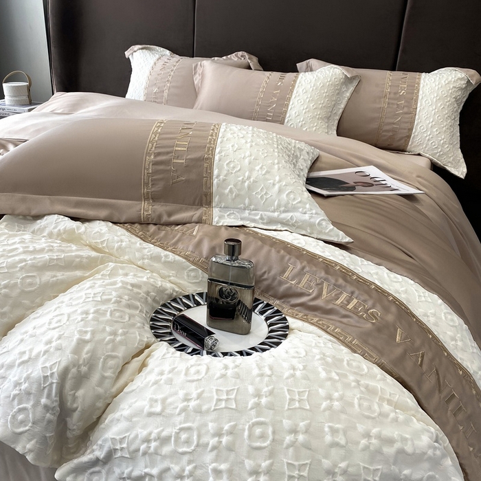 91家纺网 家纺一手货源 找家纺 优悦 2024新款时尚轻奢冰丝刺绣四件套-摩洛哥 摩洛哥-香槟