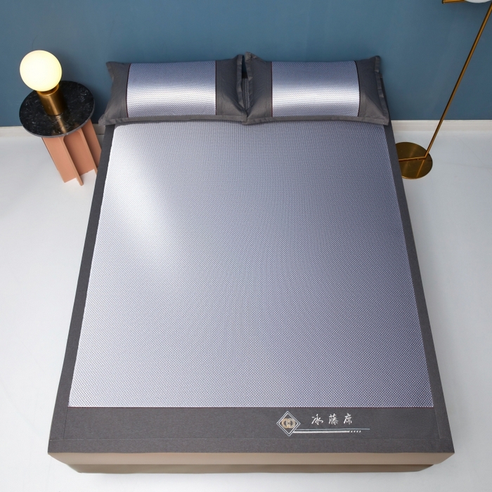 91家纺网 家纺一手货源 找家纺 青雅席业    2025年新款高密度复合冰藤三明治 天蓝