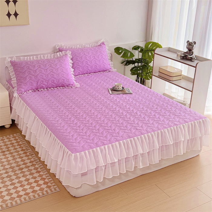 91家纺网 家纺一手货源 找家纺 屹成 2024新款水洗棉雪纺丽莎款单床笠 粉红