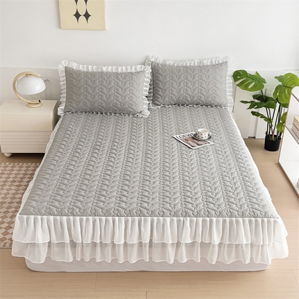 屹成 2024新款水洗棉雪纺丽莎款单床笠 银灰