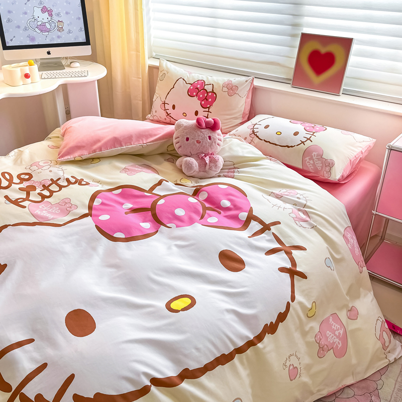 91家纺网 家纺一手货源 找家纺 （总）金爱家 2024新款大阪全棉数码印花三丽鸥系列四件套