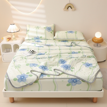 91家纺网 家纺一手货源 找家纺 康纳利 2024新款印花床笠款乳胶凉席乳胶席子 慕夏-包边款