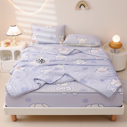 91家纺网 家纺一手货源 找家纺 康纳利 2024新款印花床笠款乳胶凉席乳胶席子 波点狗-包边款