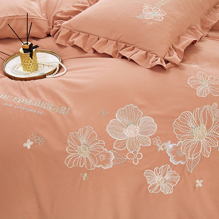 91家纺网 家纺一手货源 找家纺 （总）苏木年华 2024新款春光里系列韩版荷叶边刺绣加大床单四件套