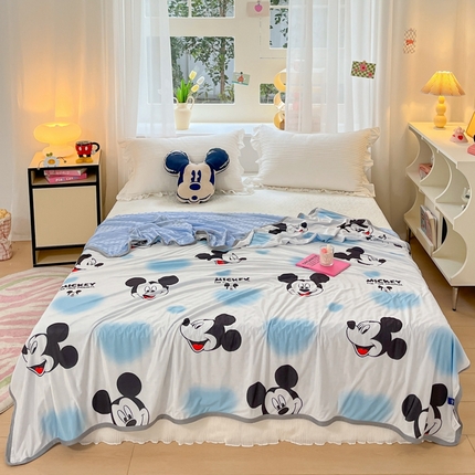 91家纺网 家纺一手货源 找家纺 （总）大彩家居 2024新款A类迪士尼小凉皮豆豆盖毯盖毯