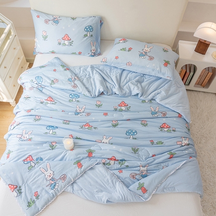 91家纺网 家纺一手货源 找家纺 默忆 2025新款针织棉大豆云朵被子被芯夏被空调被春秋四季被 花园兔