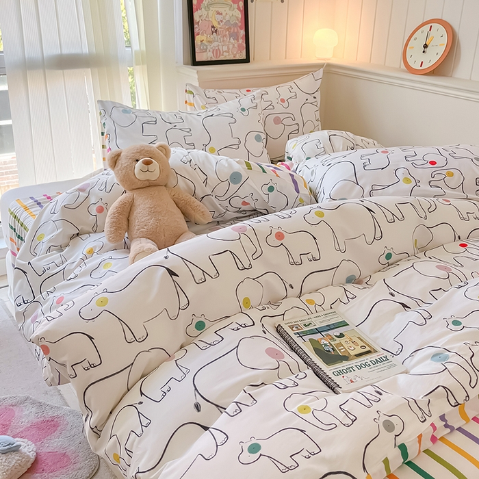 91家纺网 家纺一手货源 找家纺 顾里2024新款40支13372全棉四件套-韩风系列 几何动物