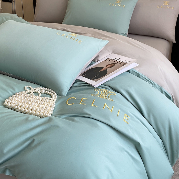 91家纺网 家纺一手货源 找家纺 2024新款60s全棉刺绣四件套--凯琳娜系列 凯琳娜-烟波绿