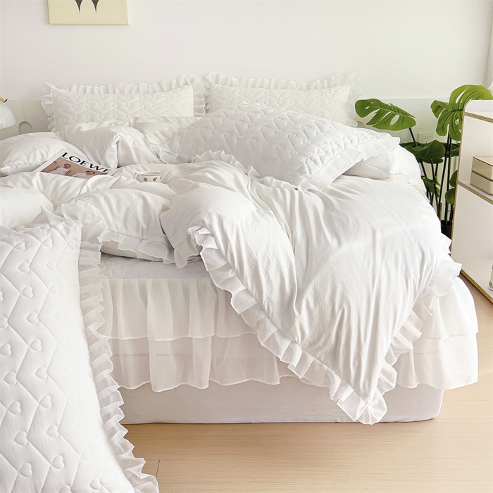 91家纺网 家纺一手货源 找家纺 （总）屹成 2024新款水洗棉雪纺丽莎款床笠款四件套夹棉床笠