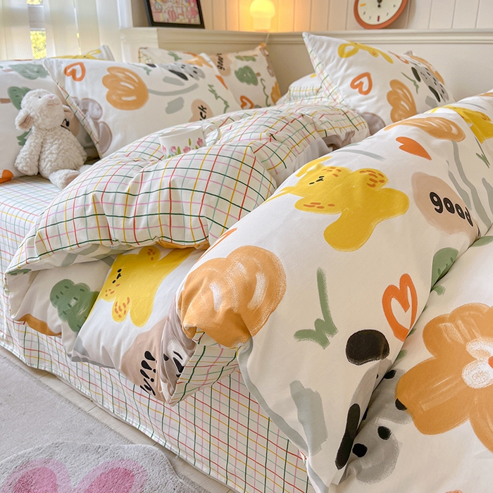 91家纺网 家纺一手货源 找家纺 顾里2024新款40支13372全棉四件套-韩风系列 油画动物