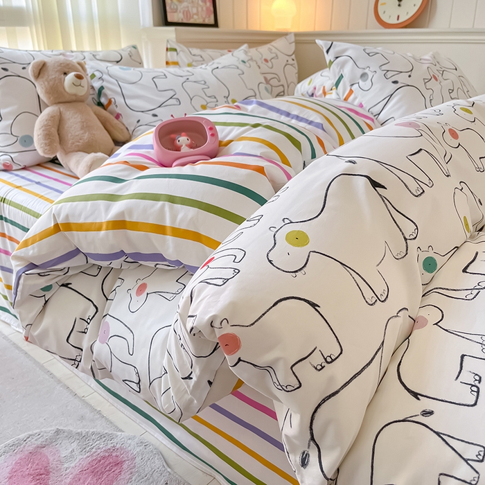 91家纺网 家纺一手货源 找家纺 顾里2024新款40支13372全棉四件套-韩风系列 几何动物