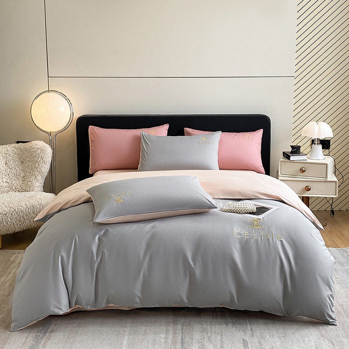 91家纺网 家纺一手货源 找家纺 2024新款60s全棉刺绣四件套--凯琳娜系列 凯琳娜-椰子灰粉