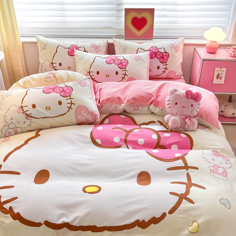 91家纺网 家纺一手货源 找家纺 （总）金爱家 2024新款大阪全棉数码印花三丽鸥系列四件套