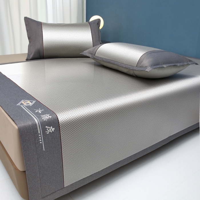 91家纺网 家纺一手货源 找家纺 青雅席业    2025年新款高密度复合冰藤三明治 银灰