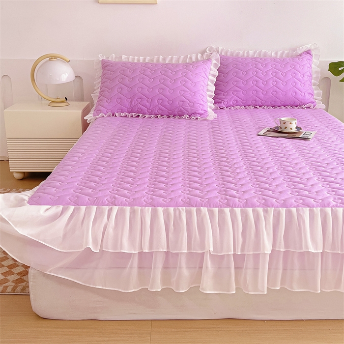 91家纺网 家纺一手货源 找家纺 屹成 2024新款水洗棉雪纺丽莎款单床笠 粉红