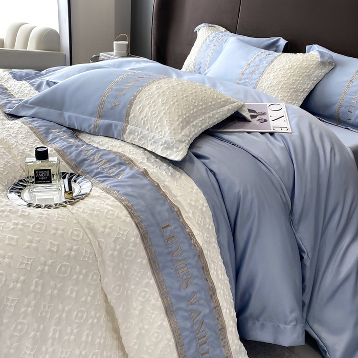 91家纺网 家纺一手货源 找家纺 优悦 2024新款时尚轻奢冰丝刺绣四件套-摩洛哥 摩洛哥-蓝