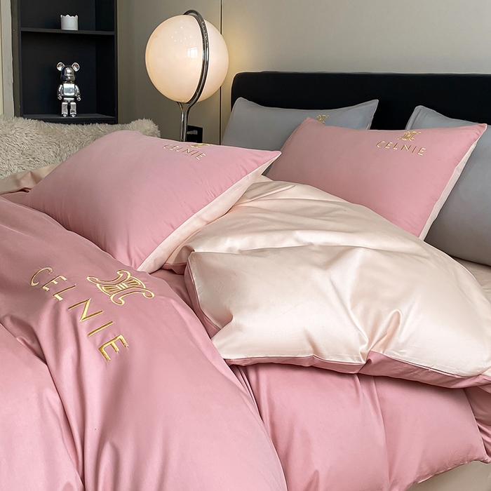 91家纺网 家纺一手货源 找家纺 2024新款60s全棉刺绣四件套--凯琳娜系列 凯琳娜-蜜豆粉桃粉