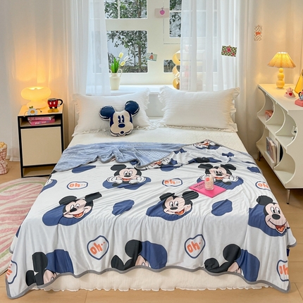 91家纺网 家纺一手货源 找家纺 （总）大彩家居 2024新款A类迪士尼小凉皮豆豆盖毯盖毯