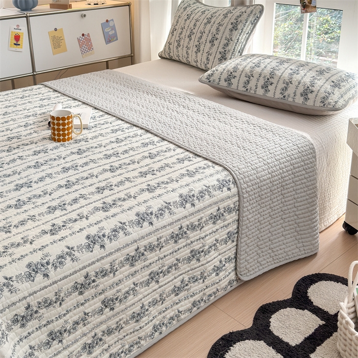 91家纺网 家纺一手货源 找家纺 美优兰 2025春款全棉单面高温砂洗床盖 水墨丹青