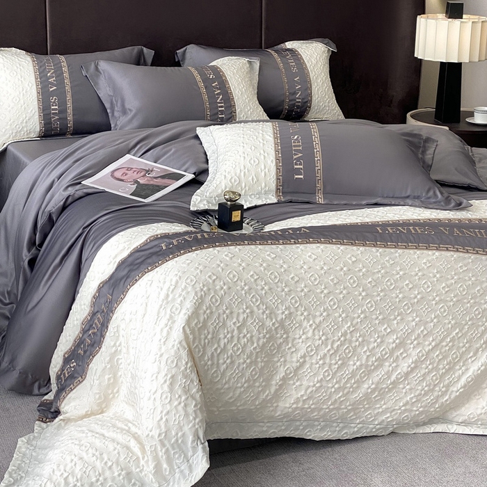 91家纺网 家纺一手货源 找家纺 优悦 2024新款时尚轻奢冰丝刺绣四件套-摩洛哥 摩洛哥-灰