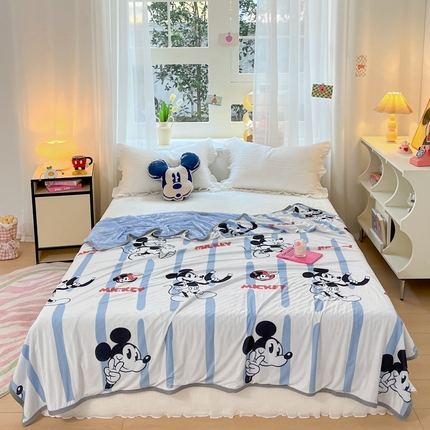 91家纺网 家纺一手货源 找家纺 （总）大彩家居 2024新款A类迪士尼小凉皮豆豆盖毯盖毯