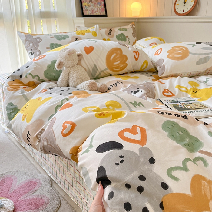 91家纺网 家纺一手货源 找家纺 顾里2024新款40支13372全棉四件套-韩风系列 油画动物