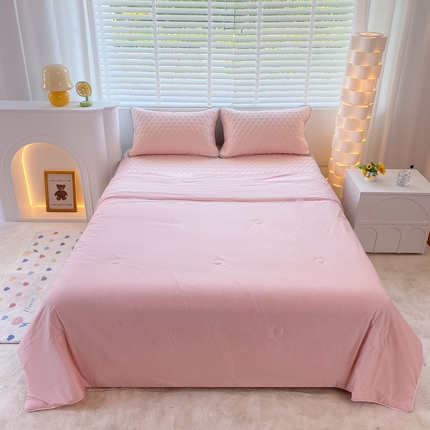 91家纺网 家纺一手货源 找家纺 花满路 2024新款A类母婴级凉感夏被 雅典粉